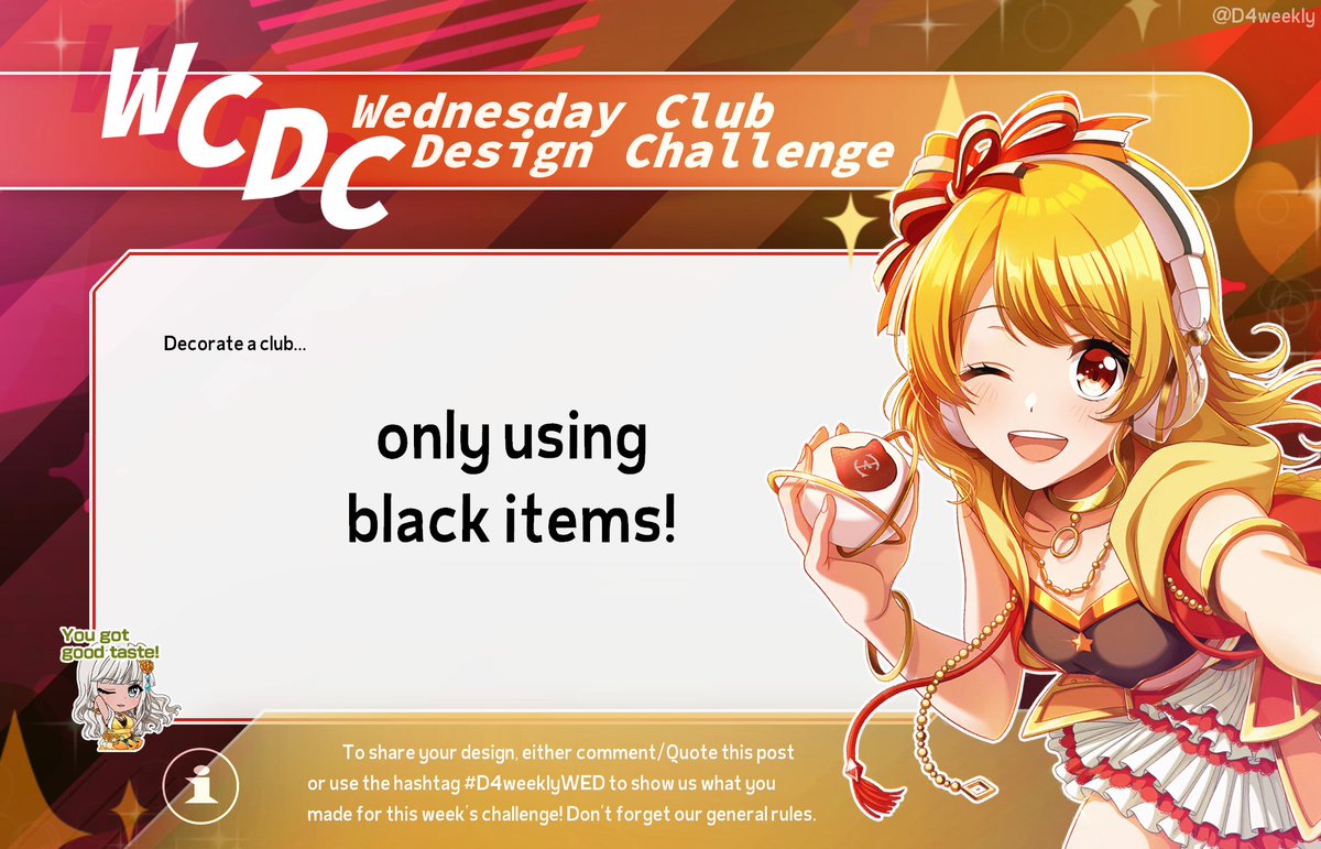 D4weekly's tweet image. WCDC🏗️
➡ Check the image below for this week's Wednesday prompt! Don't forget to use the hashtag #D4weeklyWED or share a screenshot of your club design on this very post!
#D4weekly
