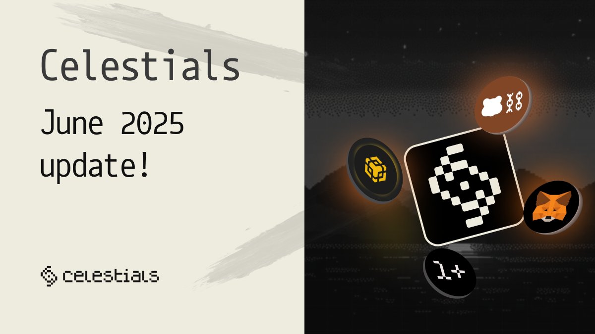 🗓️ June at Celestials was all about scaling modular identity across chains, wallets &amp; features:

• Primary Address Support is live – set a default address per network
• 1+ character IDs are now mintable – grab rare .i names like x.i, a.i and more
• MetaMask Snap is live –