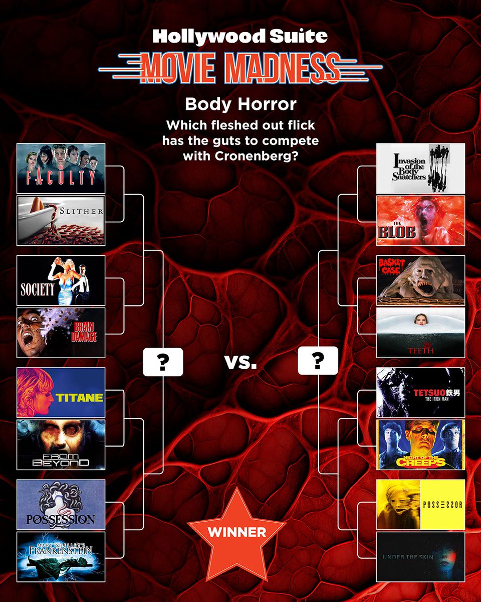 Hollywood Suite (@hollywoodsuite) on Twitter photo Which body horror flick has the guts to compete with Cronenberg? Have your say NOW at hollywoodsuite.ca/movie-madness! β¨β
β¨
The winner will screen at Toronto's <a href="/RevueCinema/">Revue Cinema</a>, Charlottetown's <a href="/thetivolicinema/">Tivoli Cinema</a> and Kamloops' Paramount Theatre (<a href="/kamfilmsociety/">Kamloops Film Society</a>) this October. Which body horror flick has the guts to compete with Cronenberg? Have your say NOW at hollywoodsuite.ca/movie-madness! β¨β
β¨
The winner will screen at Toronto's <a href="/RevueCinema/">Revue Cinema</a>, Charlottetown's <a href="/thetivolicinema/">Tivoli Cinema</a> and Kamloops' Paramount Theatre (<a href="/kamfilmsociety/">Kamloops Film Society</a>) this October.