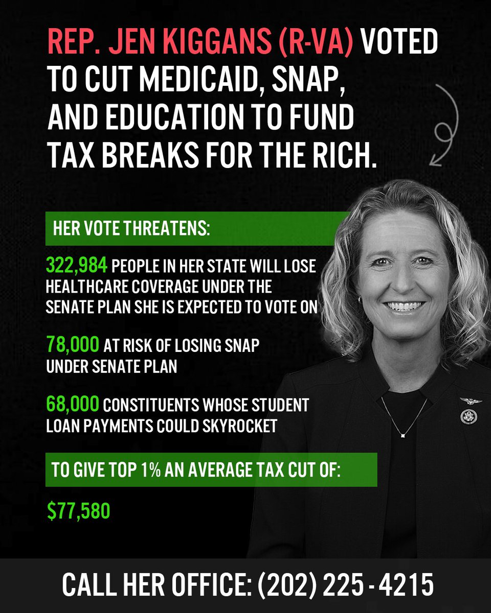 Affordable_Va's tweet image. Call @RepJenKiggans office NOW and demand she votes NO on this disastrous bill.