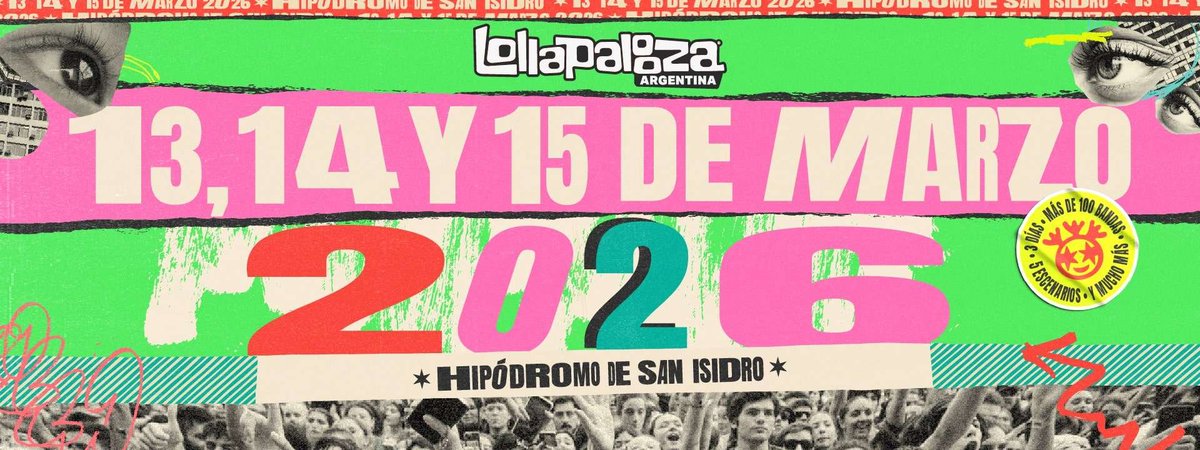 SFV_Cinema's tweet photo. 🏟️ LOLLAPALOOZA 2026 🏟️

📅 13, 14 y 15 de Marzo en Hipodromo de San Isidro
💵 Precios finales oficiales (service incluido)
🐥 Preventa Early Bird

🎟️ Abono 3 Dias General: $224,250 ARS
🎟️ Abono 3 Dias Plus: $345,000 ARS
🎟️ Abono 3 Dias Lolla Lounge: $552,000 ARS https://t.co/bE8GVKbpJH
