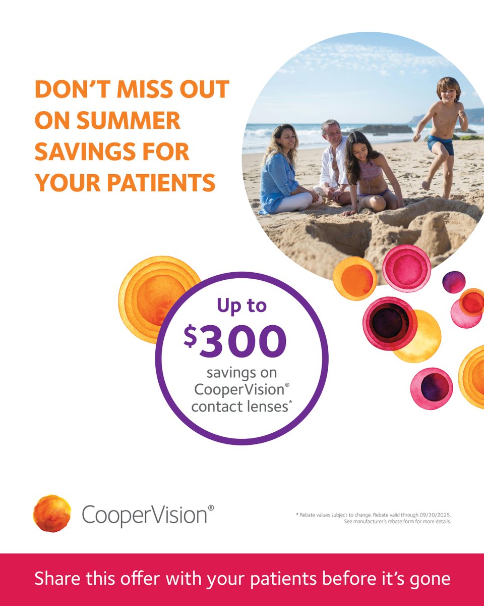 Summer is the perfect time to help your patients see clearly and save big! 💰 With CooperVision's widest range of prescription options available•1, you can find the right lens for every patient's needs. #SummerSavings #BackToSchool