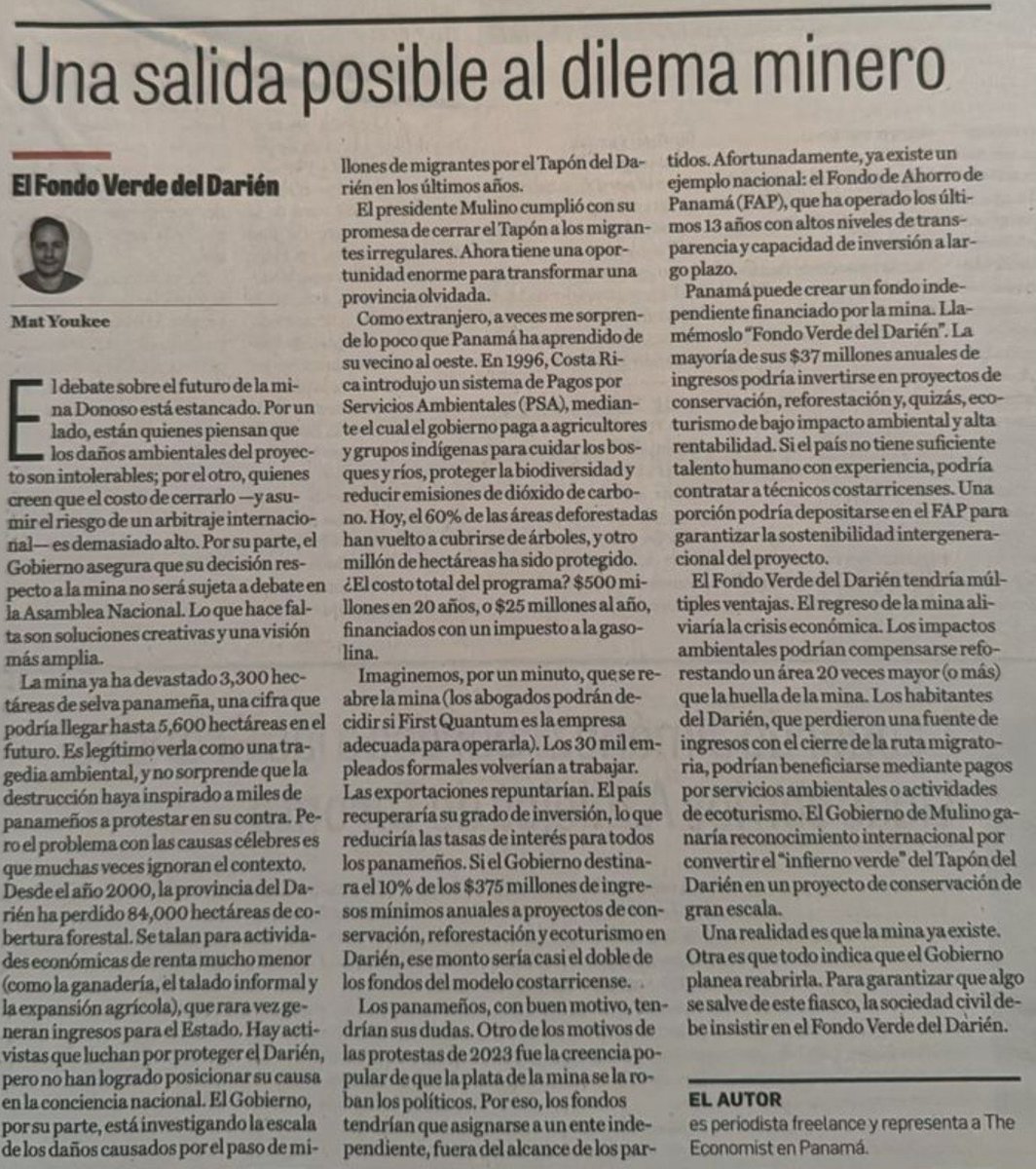 matyoukee's tweet image. Durante los ultimos meses he hablado con varios panameños y costarricenses para buscar la mejor manera de resolver el problema de la mina donosa en #Panama.
Aqui mi propuesta en @prensacom