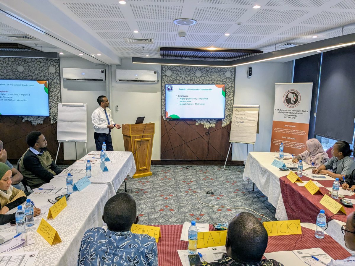 ecsacog's tweet image. TOT🚀
ECSACOG launches a 3-day Training of Trainers (#TOT) course in Dar es Salaam  for specialists from Zanzibar and Tanzania Mainland. Led by ECSACOG Master Trainers, it strengthens facilitation and supervisory skills across accredited sites. 💪🏽 

#ECSACOG #OBGYNTwitter