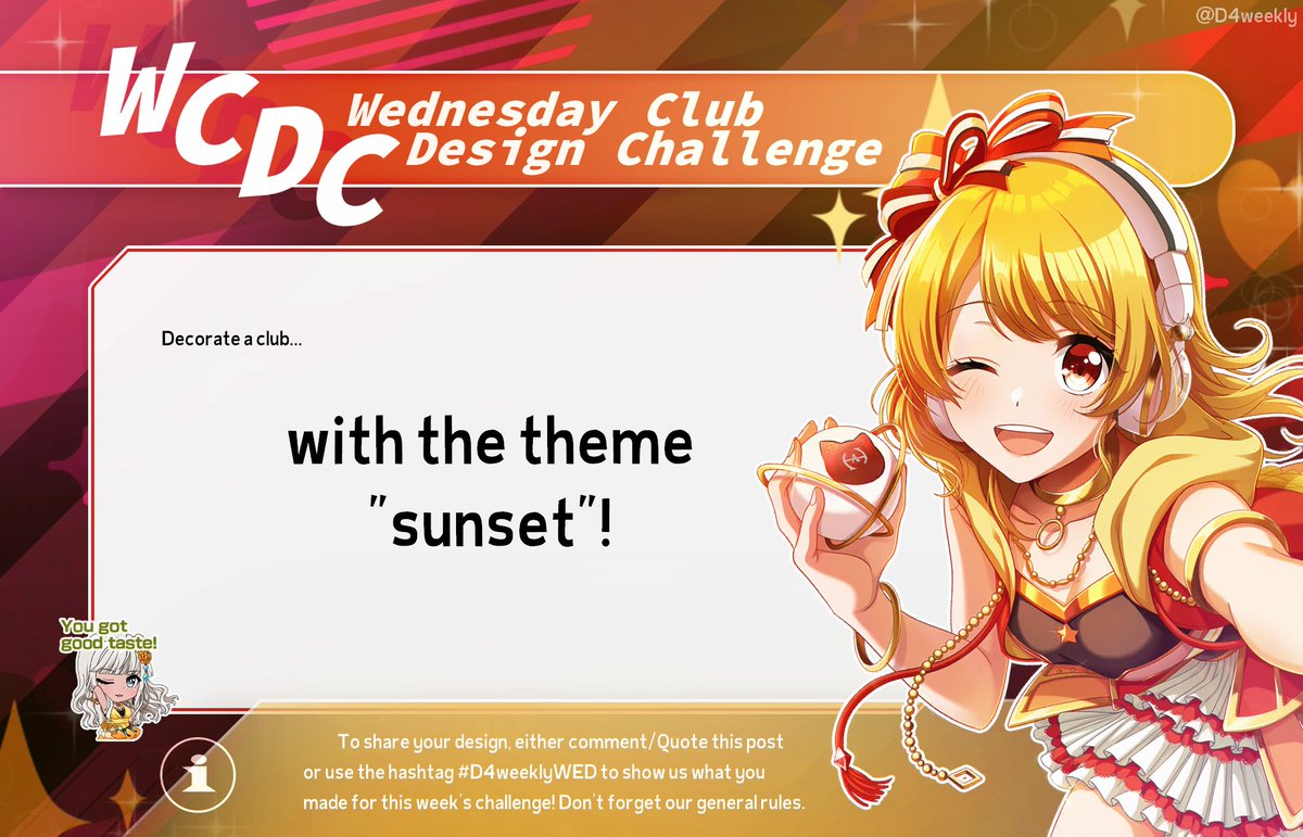 D4weekly's tweet image. WCDC🏗️
➡ Check the image below for this week's Wednesday prompt! Don't forget to use the hashtag #D4weeklyWED or share a screenshot of your club design on this very post!
#D4weekly