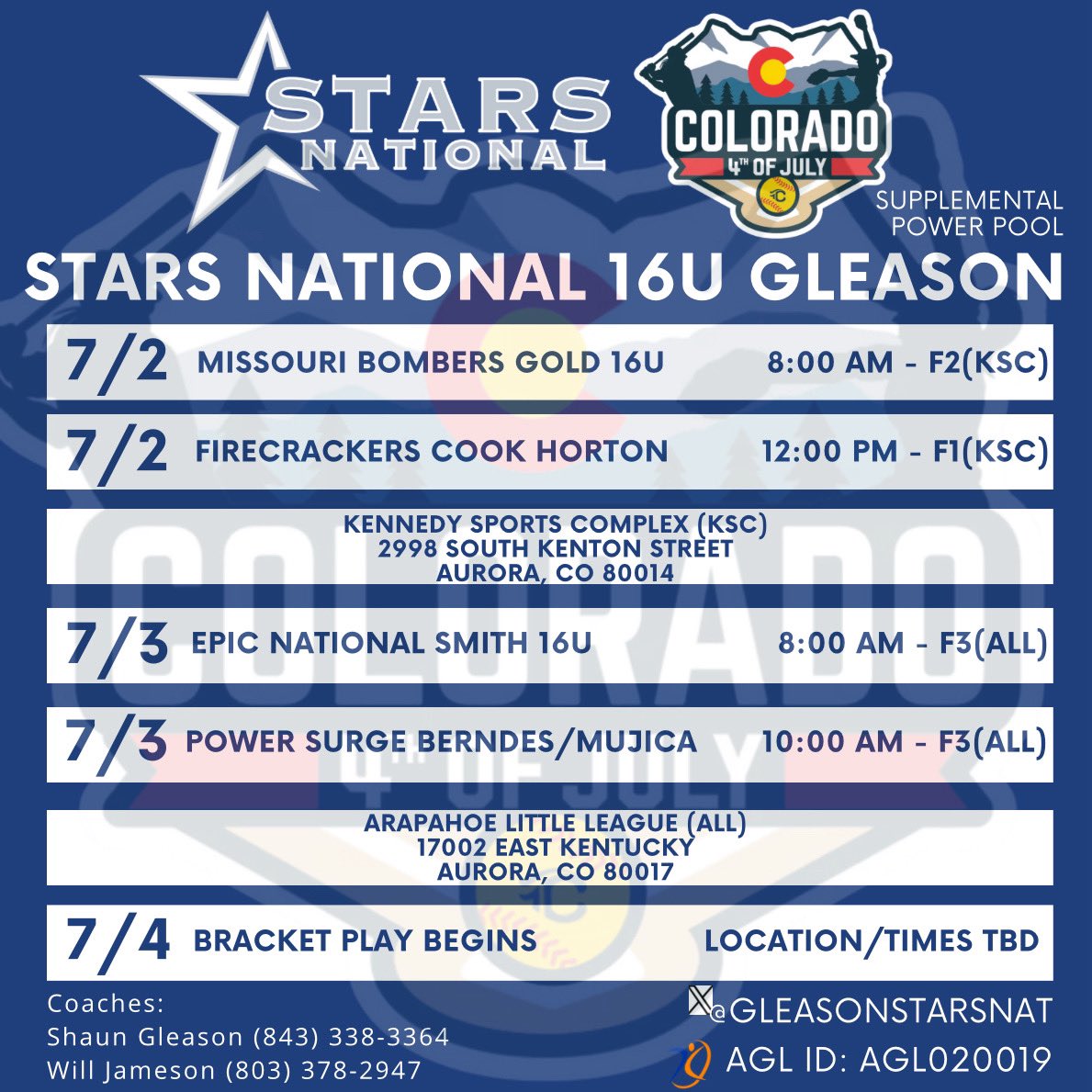 Stars National Gleason (@gleasonstarsnat) on Twitter photo Bomb Squad Game 1! Coaches come check us out at 12pm Field 1 Kennedy Sports Complex <a href="/starsnationalfp/">Stars Organization</a> <a href="/coachjameson44/">Will Jameson</a> <a href="/jdnevels08/">Justine Nevels 2027</a> <a href="/a_martin6931/">Alyssa Martin</a> <a href="/TayarriS/">Tayarri Simmons</a> <a href="/COSparkFire/">CO 4th of July</a> <a href="/triplecrownspts/">Triple Crown Sports</a> <a href="/TCSFastpitch/">TC Fastpitch</a> #triplecrownsports #tcfastpitch #cosparkfire #COSparkFire Bomb Squad Game 1! Coaches come check us out at 12pm Field 1 Kennedy Sports Complex <a href="/starsnationalfp/">Stars Organization</a> <a href="/coachjameson44/">Will Jameson</a> <a href="/jdnevels08/">Justine Nevels 2027</a> <a href="/a_martin6931/">Alyssa Martin</a> <a href="/TayarriS/">Tayarri Simmons</a> <a href="/COSparkFire/">CO 4th of July</a> <a href="/triplecrownspts/">Triple Crown Sports</a> <a href="/TCSFastpitch/">TC Fastpitch</a> #triplecrownsports #tcfastpitch #cosparkfire #COSparkFire