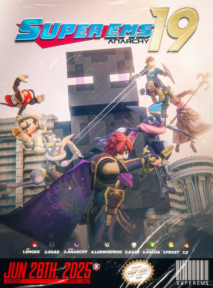 #26 (@mtl_z_) on Twitter photo Congrats to <a href="/Smokk_SSB/">NE | Smokk</a> for winning Ultimate Singles at EMS XIX : Anarchy ๐
๐ฅ: <a href="/SoarJM/">soar</a>
๐ฅ: <a href="/Anarchy302/">Anarchy</a>
๐
: <a href="/LudwigFrog/">NS | LudwigFrog</a>
๐
: <a href="/KasMoneyy/">Kas$</a>
๐
: <a href="/PachaBitch/">NE | Pacha</a>
๐
: @frost_1192
๐
: <a href="/MTL_Z_/">#26</a>
Congrats to everyone who made TOP 8 !!!
Good luck to everyone for GOML ๐ซก !! Congrats to <a href="/Smokk_SSB/">NE | Smokk</a> for winning Ultimate Singles at EMS XIX : Anarchy ๐
๐ฅ: <a href="/SoarJM/">soar</a>
๐ฅ: <a href="/Anarchy302/">Anarchy</a>
๐
: <a href="/LudwigFrog/">NS | LudwigFrog</a>
๐
: <a href="/KasMoneyy/">Kas$</a>
๐
: <a href="/PachaBitch/">NE | Pacha</a>
๐
: @frost_1192
๐
: <a href="/MTL_Z_/">#26</a>
Congrats to everyone who made TOP 8 !!!
Good luck to everyone for GOML ๐ซก !!
