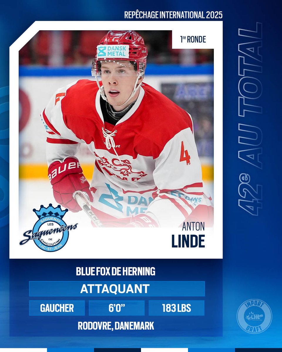 Avec le 42e choix, les Sags repêchent le Danois Anton Linde🤩

Bienvenue à Chicoutimi, Anton💙

#fierdetresags