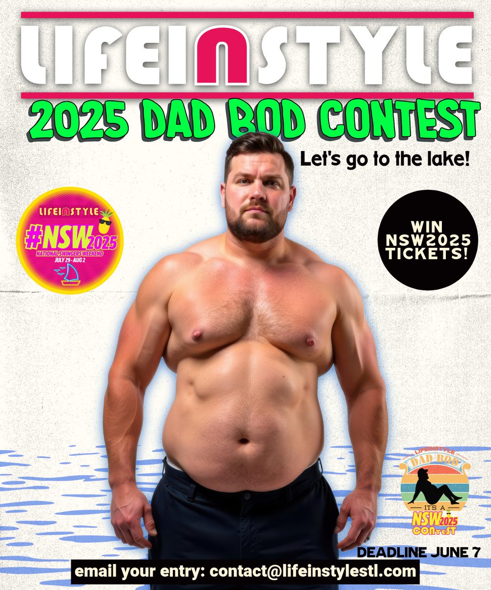Log in the app  📲for details on how to participate on the 2025 Dad Bod Contest. Win a 5 night stay at National Swingers Weekend #NSW2025 #Ozarks #DadBod #Lifeinstyle
