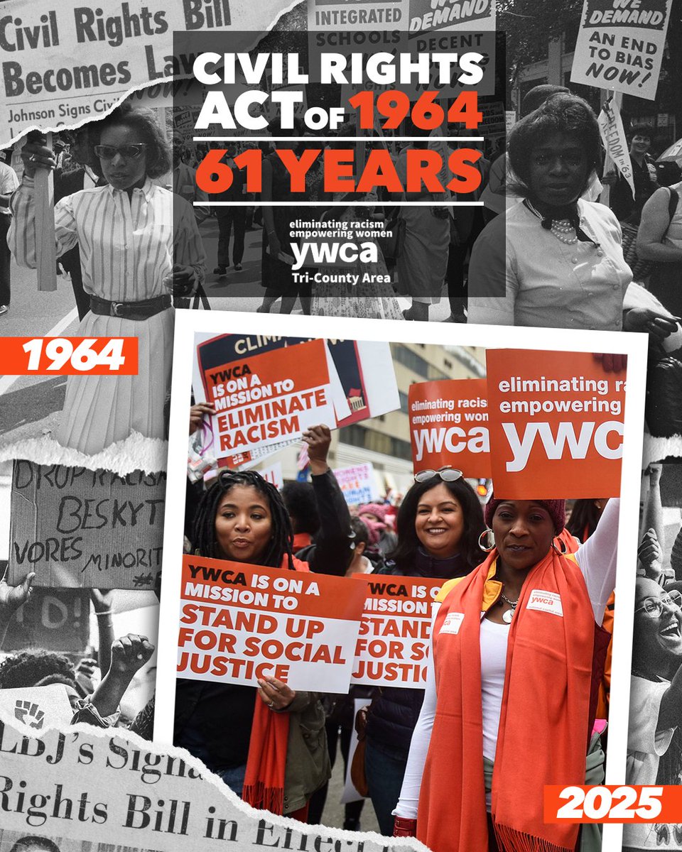 The Civil Rights Act was a beginning, not an endpoint.

Today, we reflect on the strides made and recommit to the fight against racism, sexism, and systemic injustice. Together, we rise.

#CivilRightsActAnniversary #OneYWCA