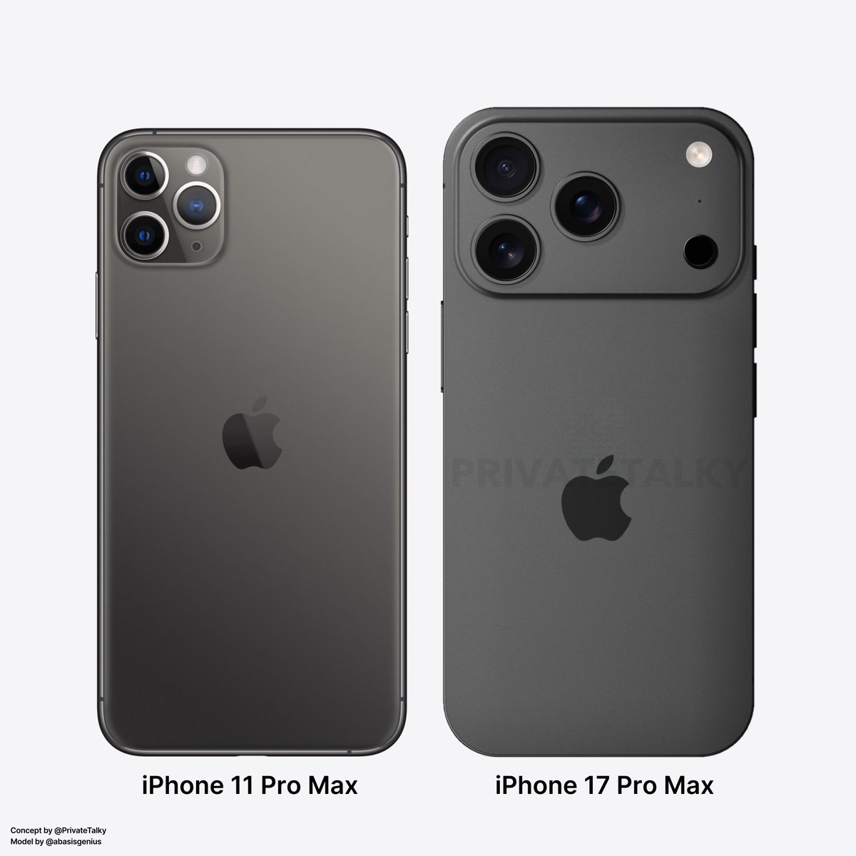 privatetalky's tweet photo. iPhone 11 Pro Max vs. the upcoming iPhone 17 Pro Max size comparison.

Are we going to reach peak camera bump this year? https://t.co/hT5C1upCOA
