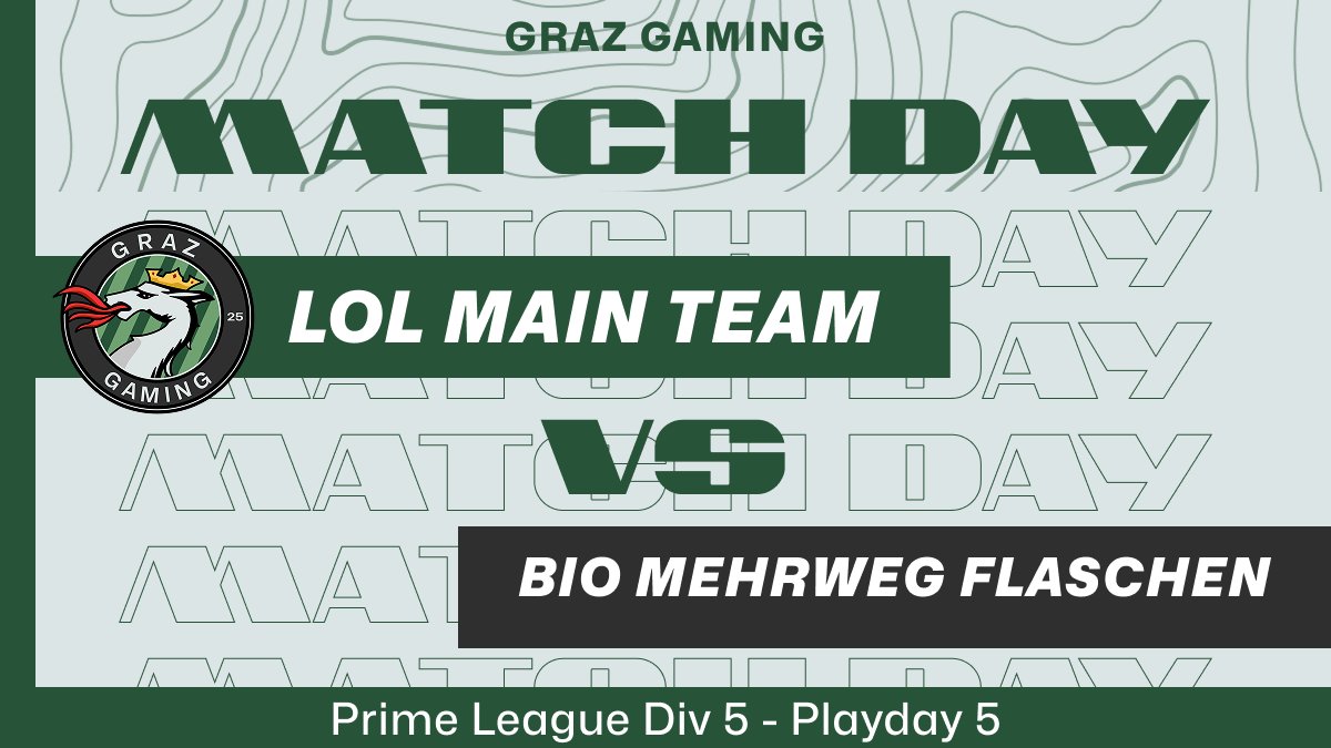 #LeagueOfLegends Matchday! 📢

Our fifth game in the <a href="/PrimeLeague/">Die Techniker Prime League</a> Division 5 –
Tonight we face BioMehrwegFlaschen.
Let’s see if they’re still reusable after we shatter their Nexus. 💥♻️

Watch our stream! 
⏰ 20:30 CEST  
📺twitch.tv/grazgamingespo…… 
🎙️<a href="/j_scurl97/">Scurl97</a>