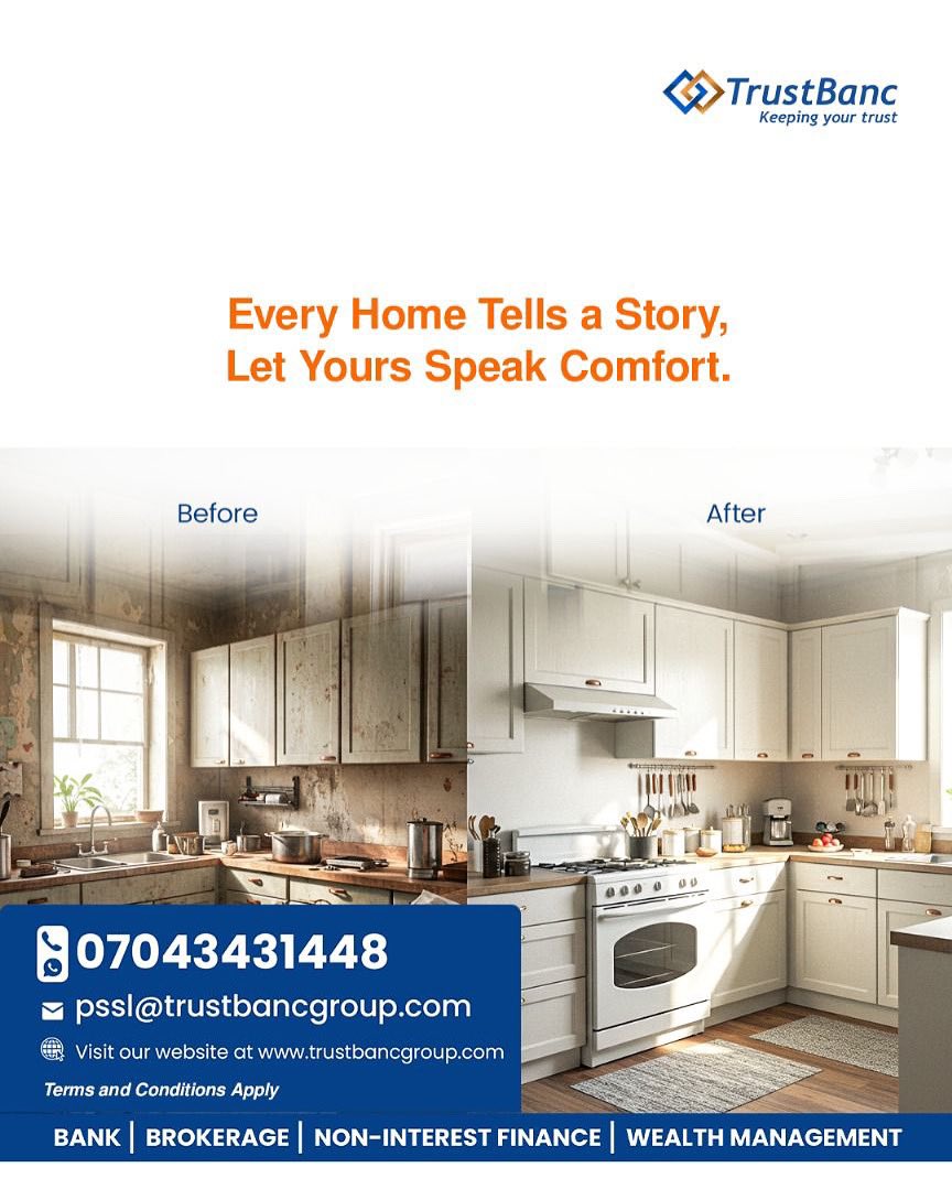 TrustBancgroup's tweet photo. With TrustBanc Asset Finance Loans, you can upgrade your home effortlessly and pay over time.
Make your home a story of warmth, peace, and comfort.
๐ 07043431448
๐ง pssl@trustbancgroup.com
#TrustBancLoan
#AssetFinance
#EasyUpgrade
#OwnItNow https://t.co/kITdtL2tel