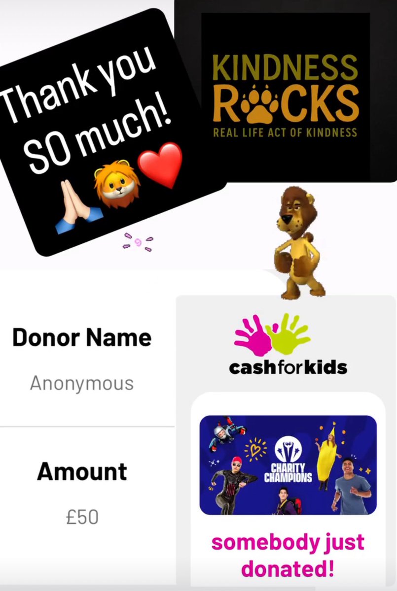 Thank you SO very much! 🦁❤️🙏🏻

#kindnessrocks #cashforkids #author #authorlife #pb #rockstar #lion #philanthropy #makeadifference #poverty #5K #stanleypark #liverpool