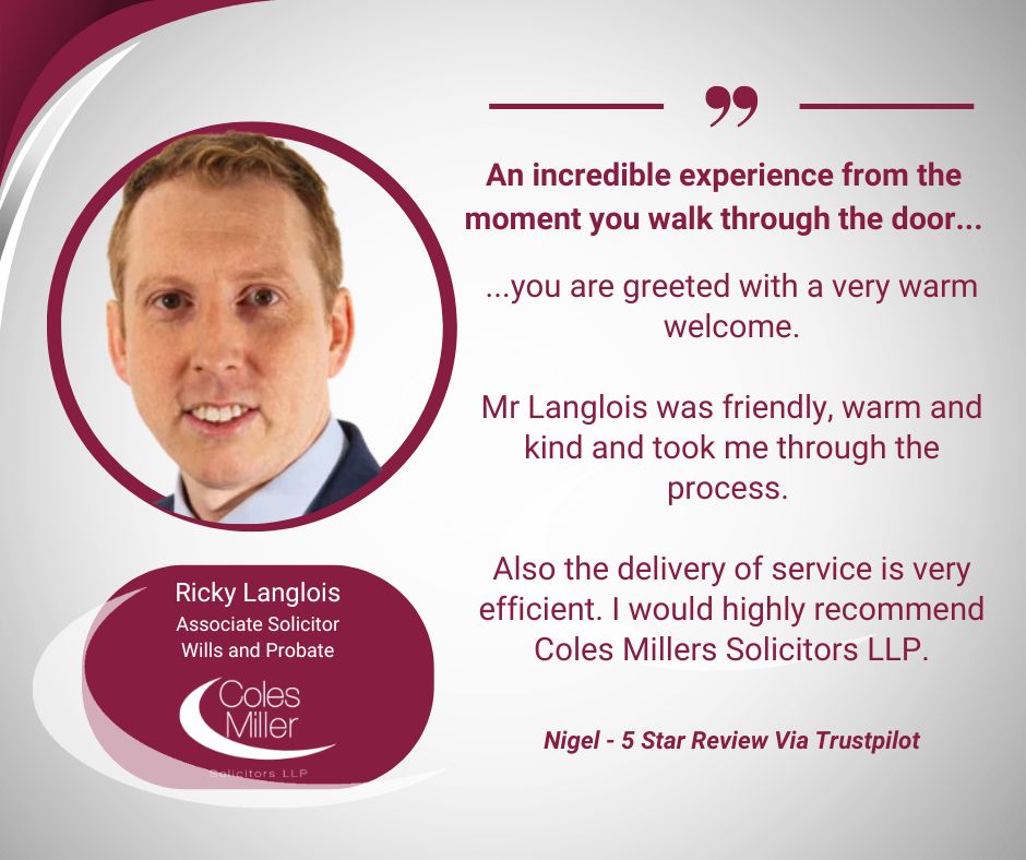 A huge well done to Ricky Langlois for receiving another glowing 5-star review!

From the first warm welcome to the efficient and compassionate service throughout, Ricky continues to make a real difference for our clients. 👏

coles-miller.co.uk/your-services/…