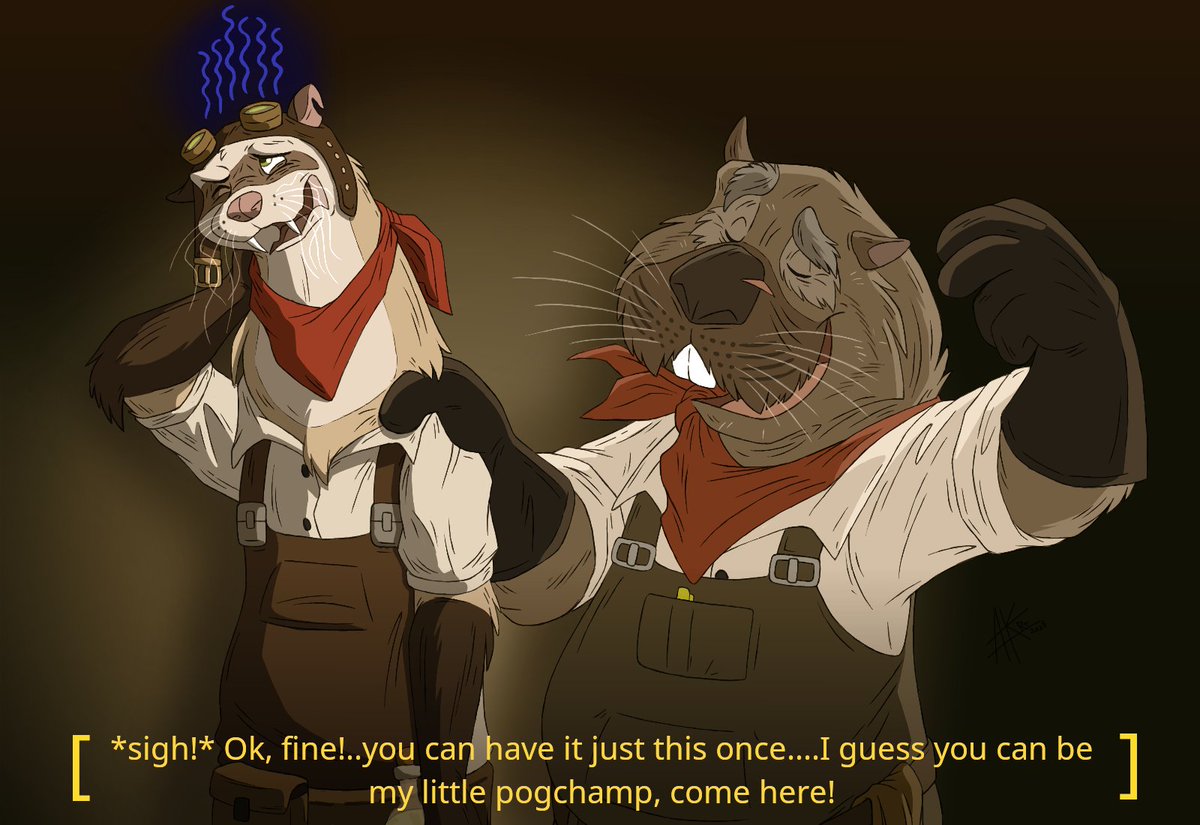 Make proud the ones who are around you...and one day they will let you know how proud they feel for you~ 🦦🐹🎮👾

A little something I made for my dear <a href="/BosonicVinegar/">Wombat For Hire</a> Featuring his guys; Emmet the Wombat and Sully the Ferret