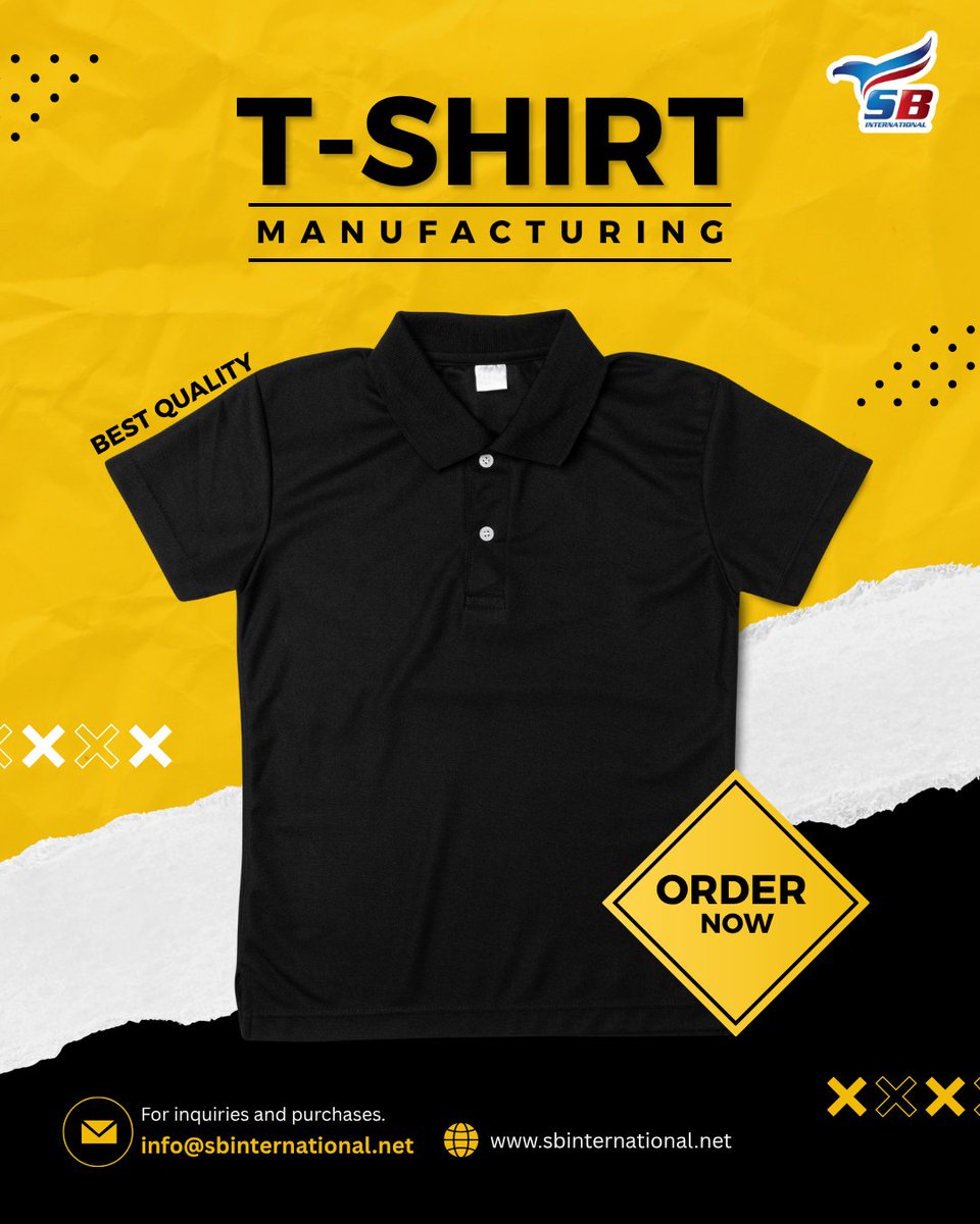 Polo perfection meets premium quality.
Our black polo t-shirts are crafted for comfort, durability, and a sleek look — perfect for uniforms, corporate wear, or custom branding.

#TShirtManufacturing #BulkOrders #PoloTshirt #CorporateWear #MadeInPakistan #SBInternational