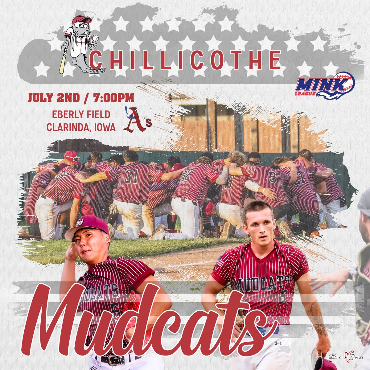 ⚾️  MINK League - Chillicothe Mudcats
🆚  Clarinda A's
🗓   July 2ND 
🕖 7:00PM
🏟   Eberly Field  Clarinda, Iowa
📻  KCHI 102.5FM player.aiir.com/kchi-am-fm/
🎥  youtube.com/@clarindaiowaa…