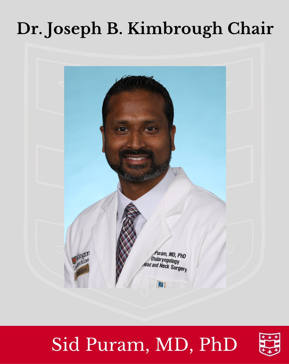 WashUMedENT's tweet image. Great news! @SidPuram, has been selected as the Dr. Joseph B. Kimbrough Chair for Maxillofacial Surgery and Prosthodontics in the WashU Medicine Department of Otolaryngology for teaching and healing. Congratulations Dr. Puram!