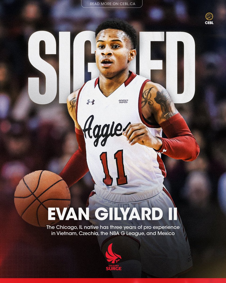 SIGNING ALERT 🚨 | Another BIG addition for the Surge 📝

The New Mexico State product Evan Gilyard II is headed to Calgary

🗞️ Read More: cebl.ca/surge-sign-ver…

#CEBLFreeAgency | #PullUp | #CEBLSeasonVII