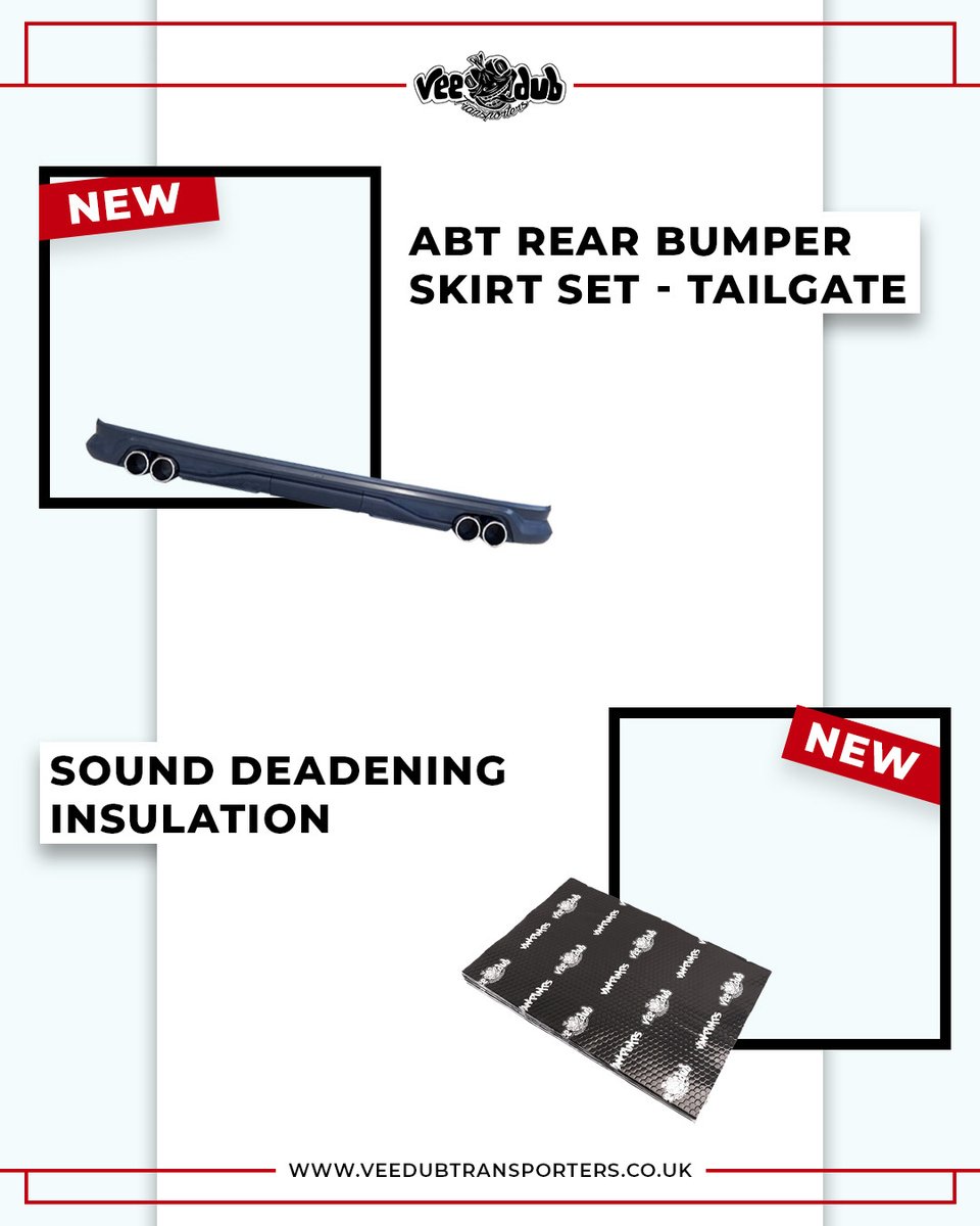 Check out these NEW Summer 2025 Upgrades! 👀⛱️

🆕 ABT Rear Bumper Skirt Set

Shop Here -  veedubtransporters.co.uk/shop/vw-t6-t6-…

🆕 Premium Sound Deadening Insulation

Shop Here -
veedubtransporters.co.uk/shop/vee-dub-p…