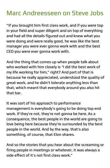 .<a href="/pmarca/">Marc Andreessen 🇺🇸</a> on what it was really like to work for Steve Jobs. High standards aren’t toxic. They’re magnetic.