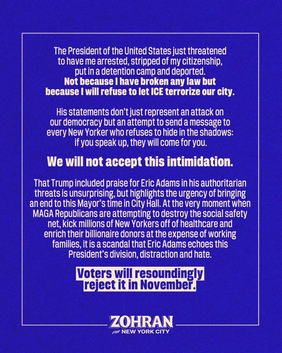 JLovTech's tweet photo. @ZohranKMamdani Sorry, but no one in their right mind will support a communist supporter. President @realDonaldTrump was right with what he said. We don’t need this garbage and rhetoric in #NYC. Let’s go @NYCMayor Mr. Adams, real New Yorkers have your back. https://t.co/y8gIy4CKPt