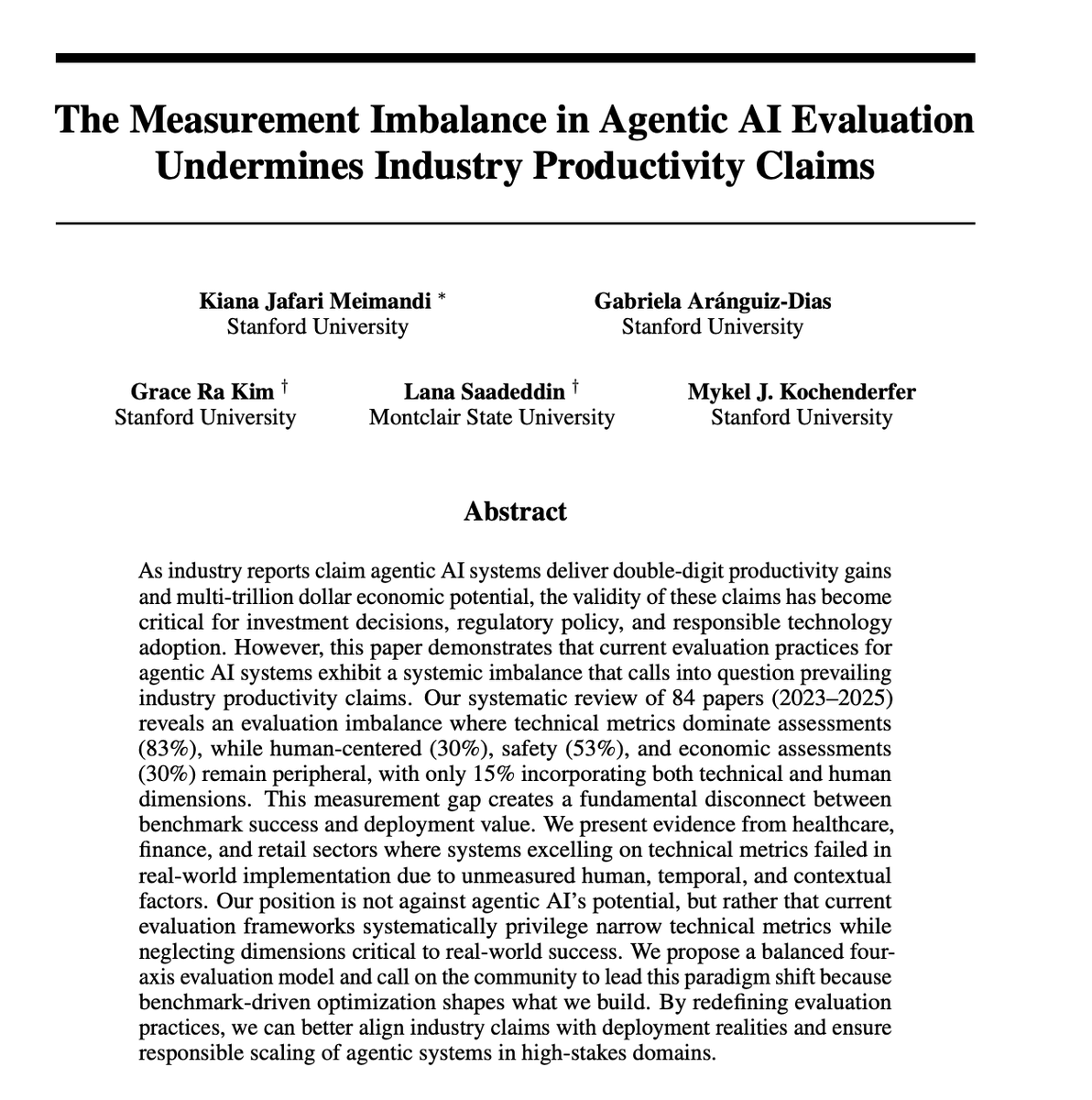 gvrkiran's tweet image. Agentic AI is supposedly the future, and there are a lot of predictions of massive productivity gains.
This paper evaluates does a meta-analysis of 84 studies: only 15 % pair accuracy with human outcomes.
arxiv.org/abs/2506.02064