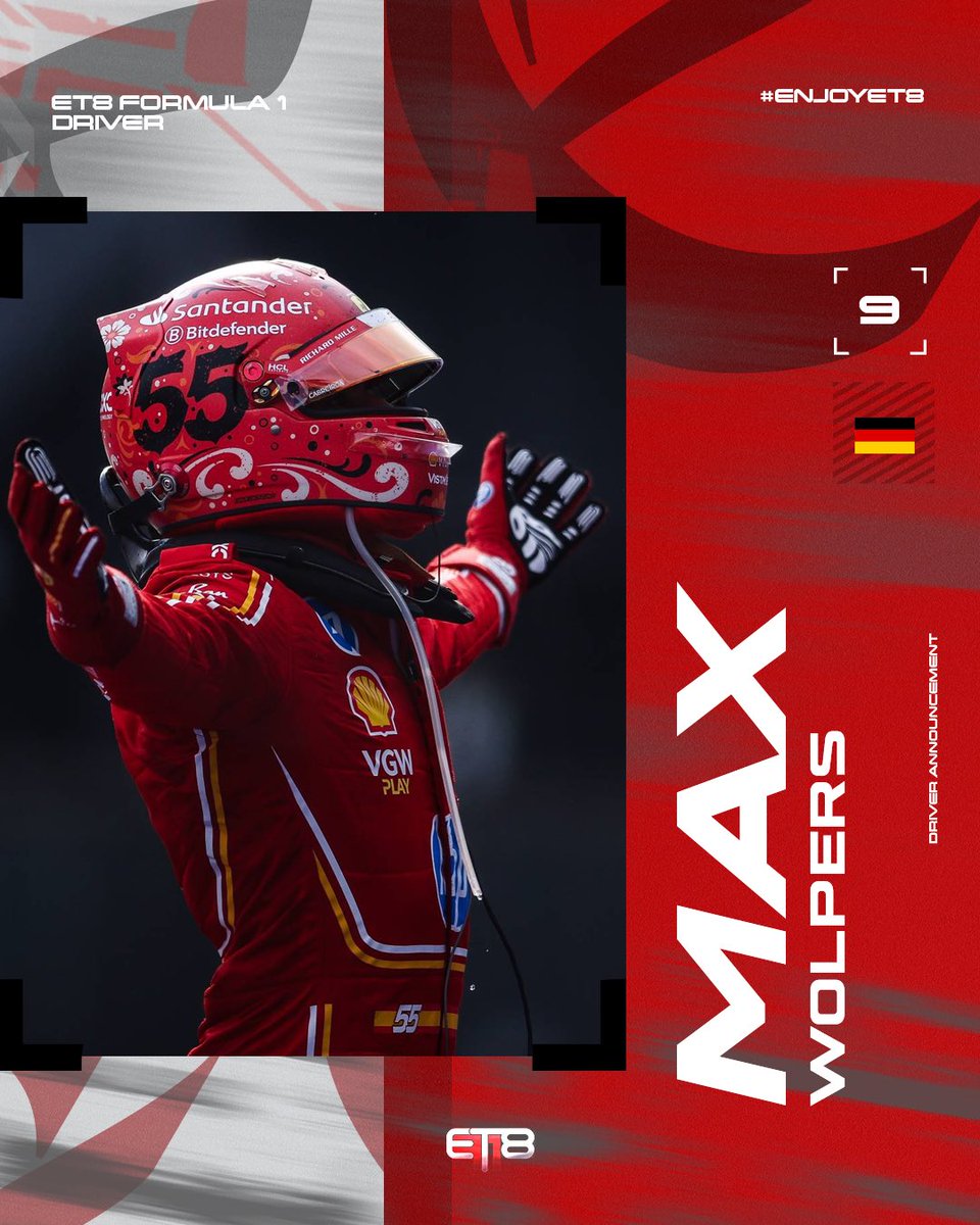 ET8 (@et8esports) on Twitter photo SIGNING✍️🏻 I <a href="/maxwolpers/">maxwolpers</a> joins ET8
We are pleased to announce Max is joining the team as a Driver.
The German driver is showing great determination and enthusiasm to get better and we look forward to helping him do so.
Welcome to the team, Max 👊
#EnjoyMax
#EnjoyET8 SIGNING✍️🏻 I <a href="/maxwolpers/">maxwolpers</a> joins ET8
We are pleased to announce Max is joining the team as a Driver.
The German driver is showing great determination and enthusiasm to get better and we look forward to helping him do so.
Welcome to the team, Max 👊
#EnjoyMax
#EnjoyET8