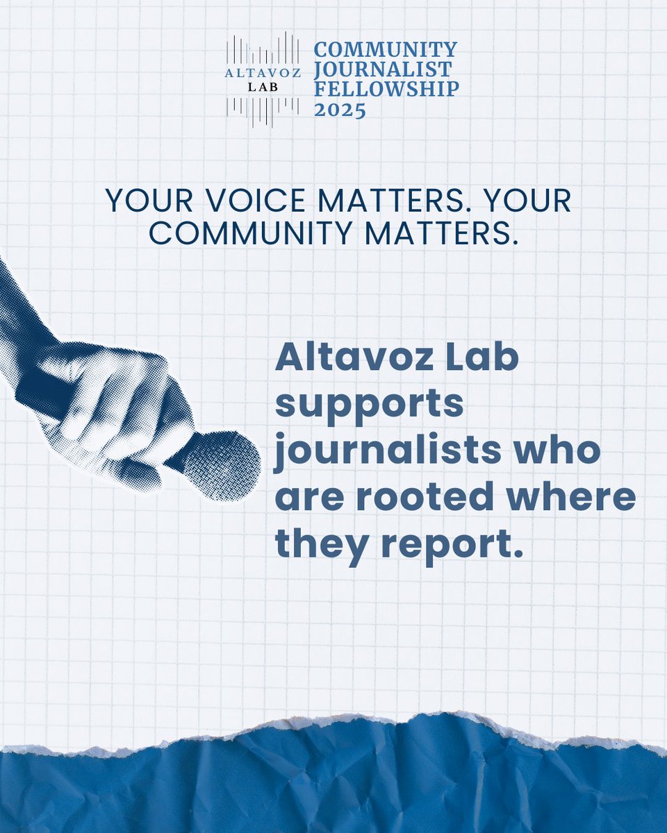 Altavoz_Lab's tweet image. Thinking of applying to the Altavoz Lab Fellowship?
Here’s what you get:
💰 Up to $8K
🤝 Mentorship
📣 Engagement support
🗓 Deadline: July 18
Details: altavozlab.com/community-jour…
#LocalNews #Fellowship #Immigrantcommunities