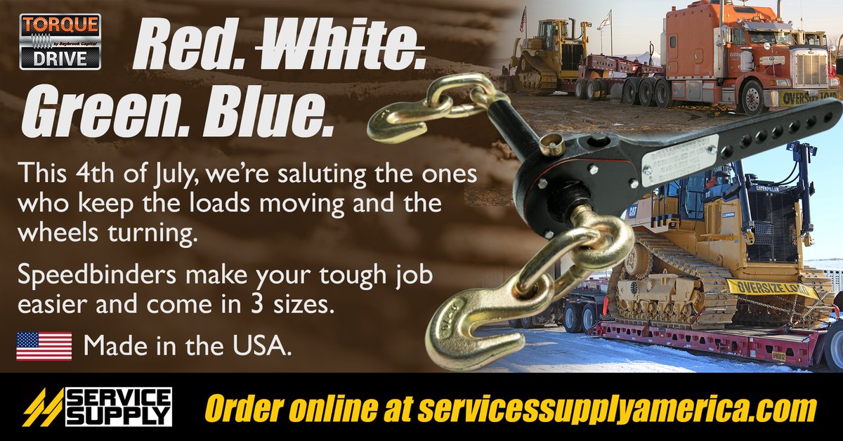 This 4th of July, we’re saluting the ones who keep the loads moving and the wheels turning.
Speedbinders aren’t just tie-downs—they’re tools built for big iron, long hauls, and serious uptime.
• 6,600 lbs, 9,200 lbs, 13,000 lbs W.L.L.
• Made in the USA.
servicesupplyamerica.com/products?keywo…