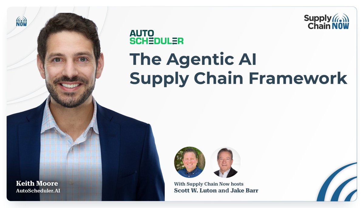 Agentic AI is changing supply chains now—not someday.
Keith Moore of @autoschedulerai joins @Scottwluton &amp; Jake Barr to share how companies like PepsiCo are using AI for real-time decisions &amp; smarter warehousing.

🎧 Listen: hubs.ly/Q03vFdzh0