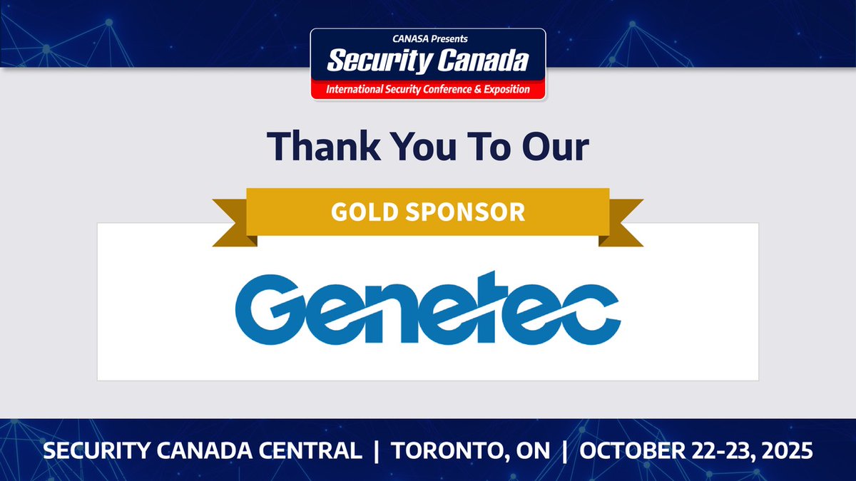 Security Canada trade shows wouldn't be what they are without the generous support of organizations like our 2025 Gold Sponsor, @Genetec. Come connect with them this October at #SecurityCanada Central—Booth 422! Registration is FREE and open to all: bit.ly/4mYkbwU