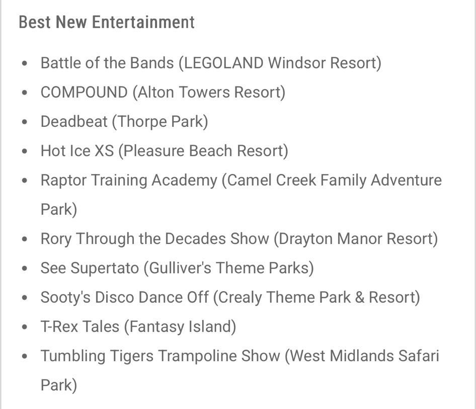 WinkTaylor1's tweet photo. Congratulations @roseeventsltd on 4 @ThemeParksUK nominations for best live entertainment. Delighted to supply the voice overs for these shows. @DraytonManor Rory Show is hilarious! https://t.co/CTRKtHsV3s