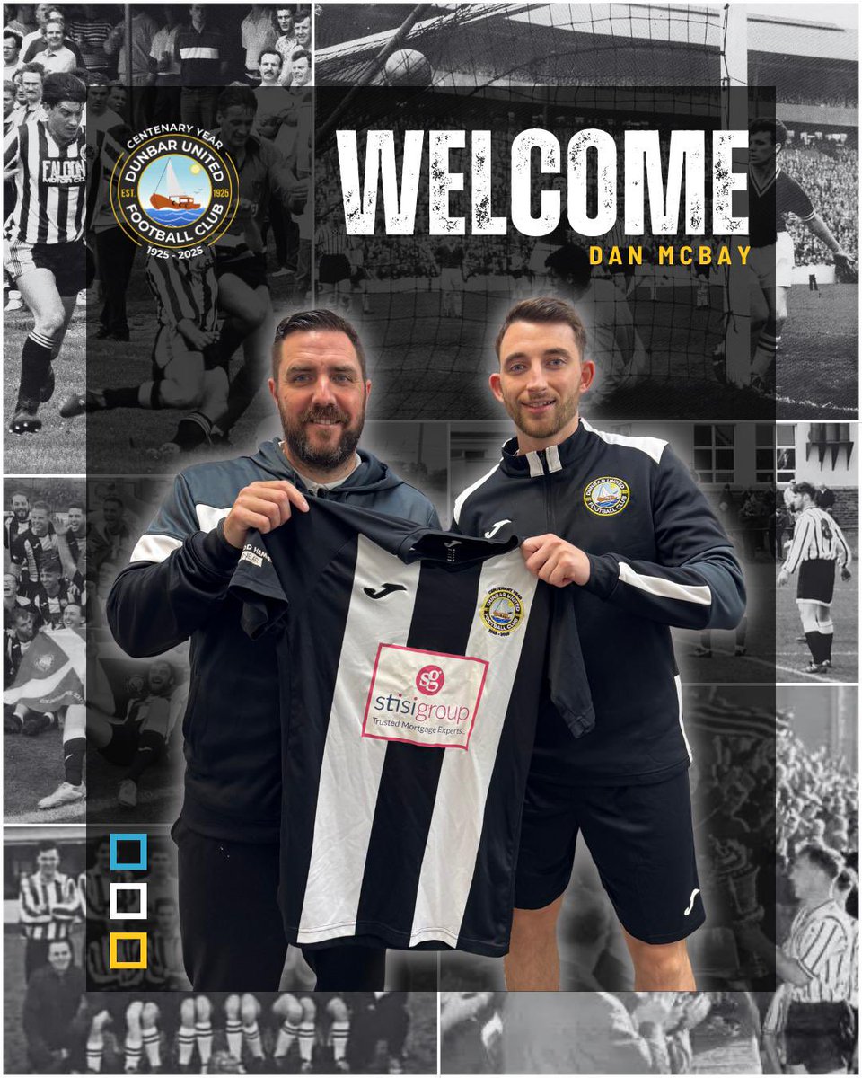 ✍️ | DAN MCBAY SIGNS

Dunbar United is delighted to announce that midfielder <a href="/DanielMcbay/">Daniel McBay</a> has agreed to join the Seasiders until the end of season 2026/27.

Click below for the full story:

facebook.com/share/19DYevjz…

Welcome to The Seasiders Dan 👏🖤🤍💯