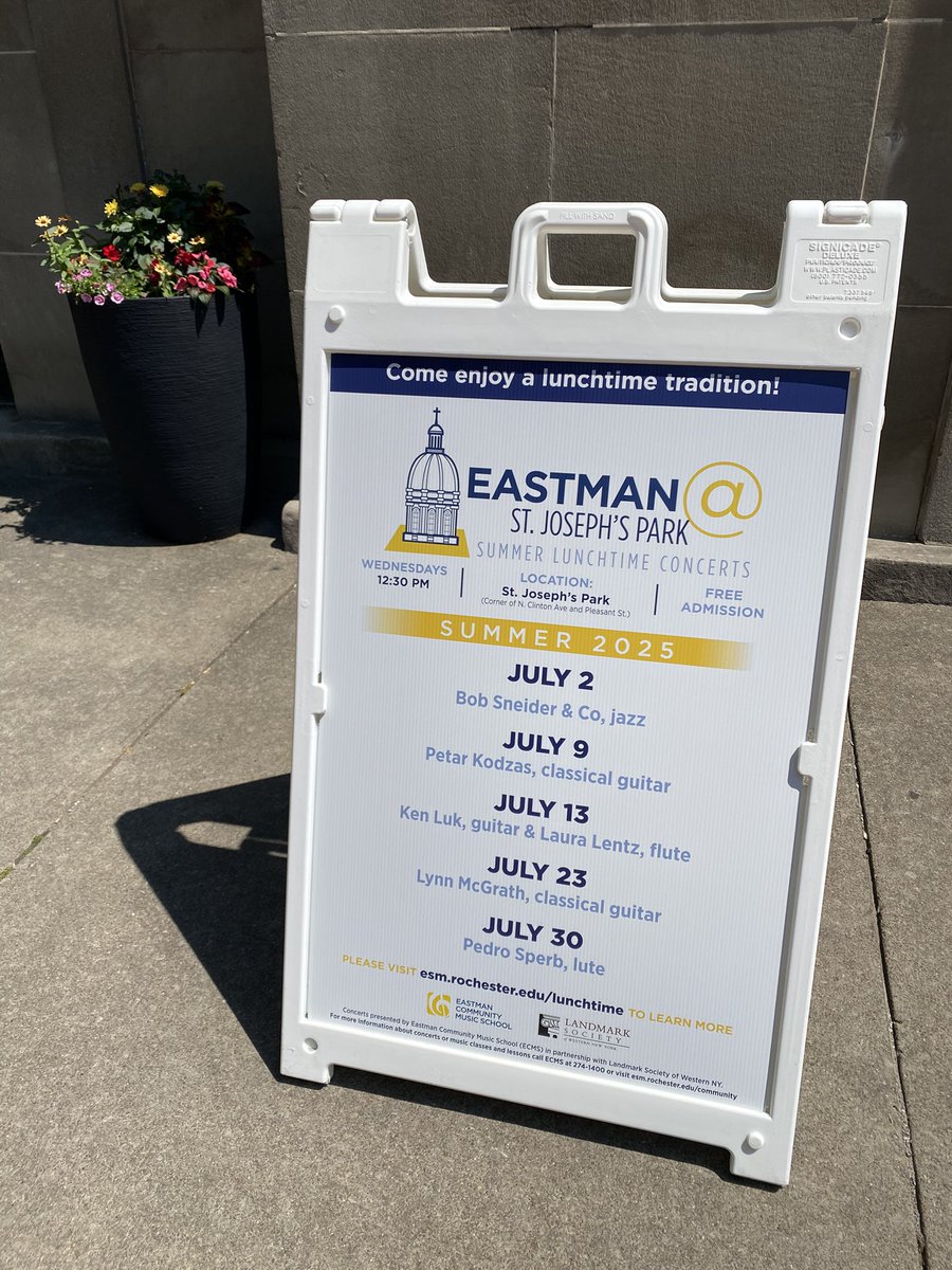 Free concert. Today at 12:30 at St. Joseph’s Park in downtown Rochester.