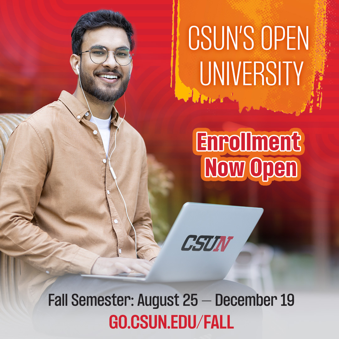 csun_tseng's tweet image. Finish your degree, grow your skills, or try something new—take CSUN classes this fall without admission through Open University! Online &amp;amp; in-person options, first-come enrollment. Enroll now: go.csun.edu/FALL #CSUN #OpenUniversity #Fall2025