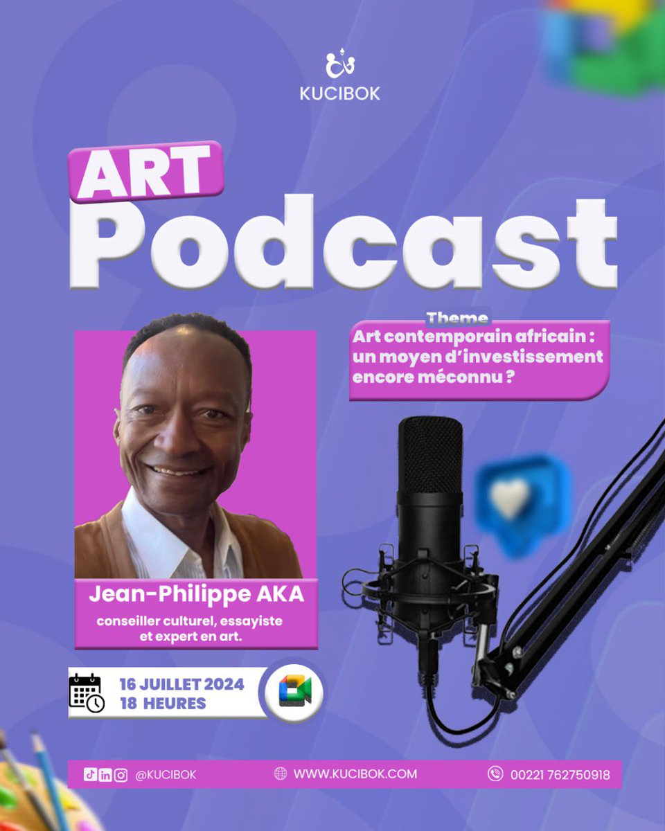kucibok's tweet photo. Podcast Kucibok

<<Art africain contemporain : un moyen d’investissement encore méconnu ? >>
16 juillet | 18h GMT
Avec Jean-Philippe Aka, conseiller culturel et auteur 
Décryptage, opportunités et stratégies.
Inscris-toi via le Qr code

#ArtAfricain #Investissement https://t.co/Mjt7X7Dqfg