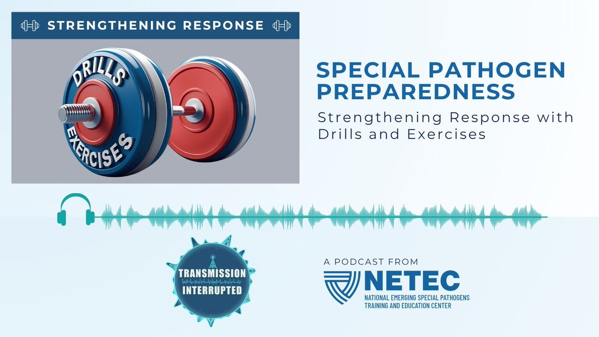 NETEC (@thenetec) on Twitter photo 🎧 New Episode: Drills & Exercises in Special Pathogens Preparedness
Why do drills matter? How do we keep teams ready for real-world response? Host Jill Morgan chats with experts Syra Madad, Darrell Ruby, & Tim Scholten.
Listen: ow.ly/zZE650WjzFg
#TransmissionInterrupted 🎧 New Episode: Drills & Exercises in Special Pathogens Preparedness
Why do drills matter? How do we keep teams ready for real-world response? Host Jill Morgan chats with experts Syra Madad, Darrell Ruby, & Tim Scholten.
Listen: ow.ly/zZE650WjzFg
#TransmissionInterrupted