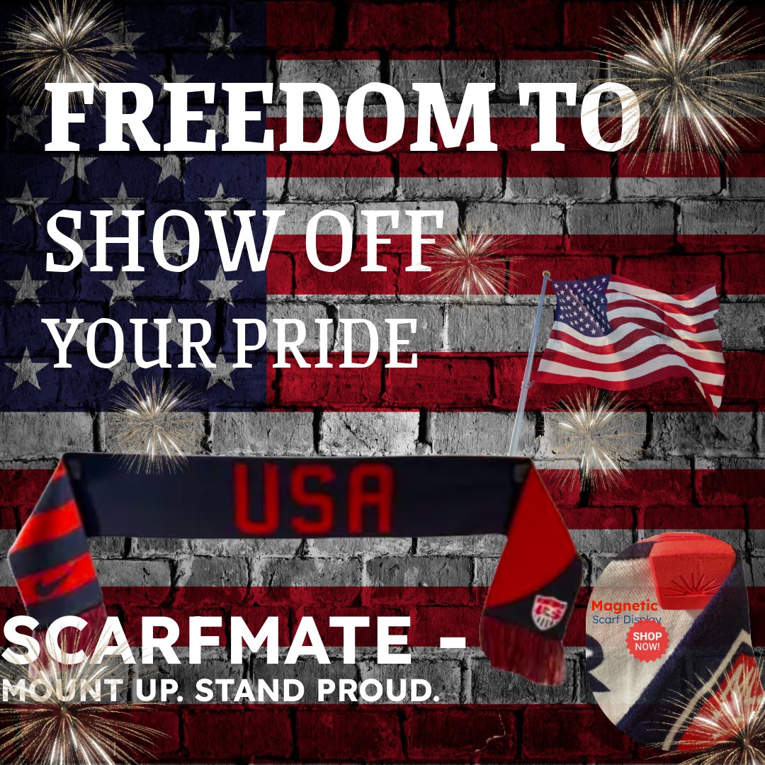 Rep your colors. 🔴⚪️🔵
Rep your club. ⚽️
Rep your country. 🗺️

This 4th of July, bring the fireworks to your fan wall. 🎇

🇺🇸 Available Now on ScarfMate.com and Amazon

#ScarfMate #july4th #SoccerStyle #FanWallFreedom