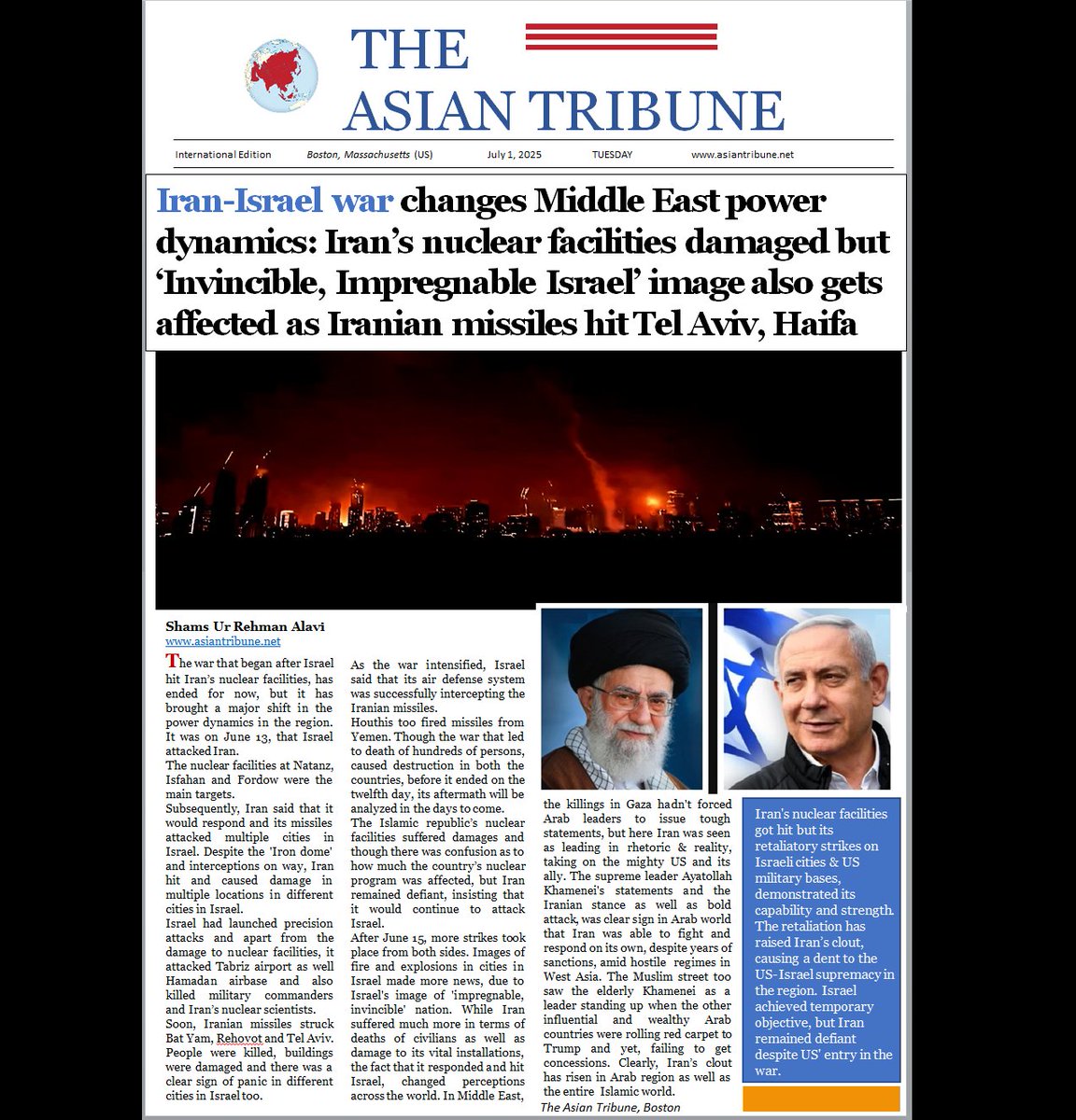 ANALYSIS: Iran-Israel war changes Middle East power dynamics. Iran's nuclear facilities damaged but Israel's image as 'invincible, impregnable' state too suffered. 
Israel achieved temporary objective, but Iran remained defiant despite US' entry in the war. The retaliation and