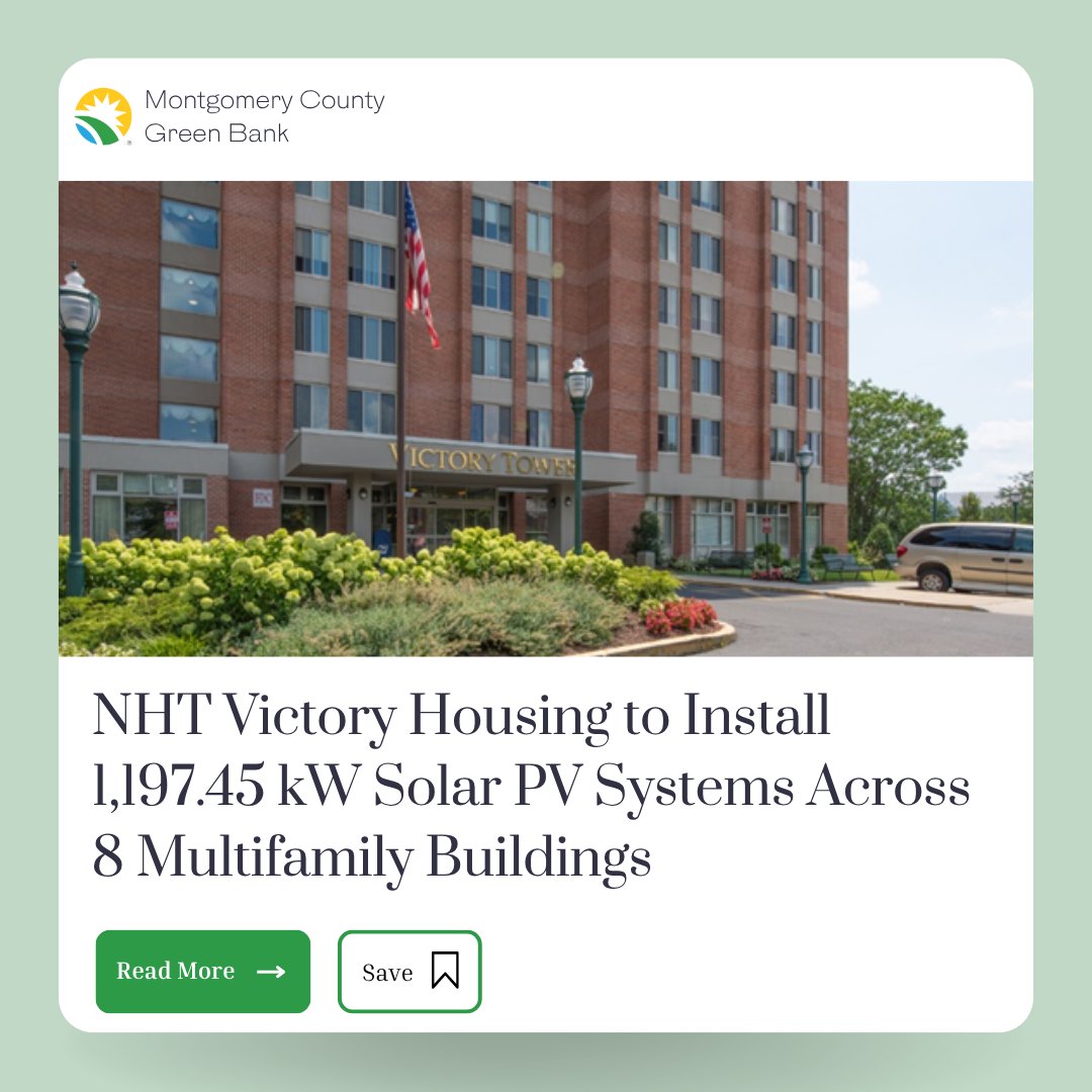 MCGreenBank's tweet image. Victory Housing is going solar—and we’re proud to support it! Eight of their properties are set to receive 1,147 kW of solar PV systems, expected to generate over 1.5 million kWh of clean energy in the first year!
See how our financing made it possible: ow.ly/37XA50WjLlB