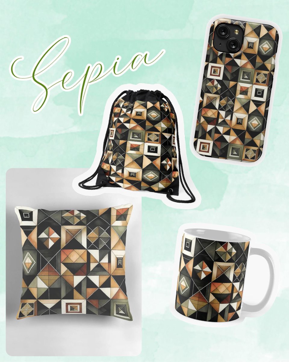 MoxisWater0461's tweet image. Bold symmetry meets warm sepia tones. Explore this new geometric pattern now!
redbubble.com/shop/ap/160122…

#GeometricDesign #SepiaVibes #HomeStyleInspo #IndieArt #RedbubbleFinds