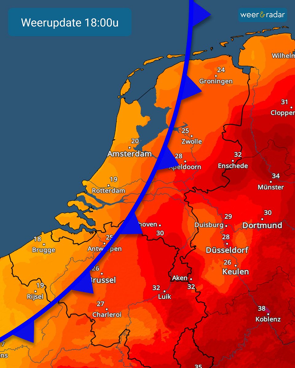 weerenradar_nl's tweet image. +++ #Weerupdate wo 2 juli 18u +++
📲 Blijf op de hoogte met de app: weerenradar.nl/apps/ 
👉 In het zuidoosten volgen nog enkele nieuwe #onweersbuien.
👉 In het westen blijft het bij #regen met af en toe een klap #onweer.
👉 Vanuit het westen zet de #afkoeling door.