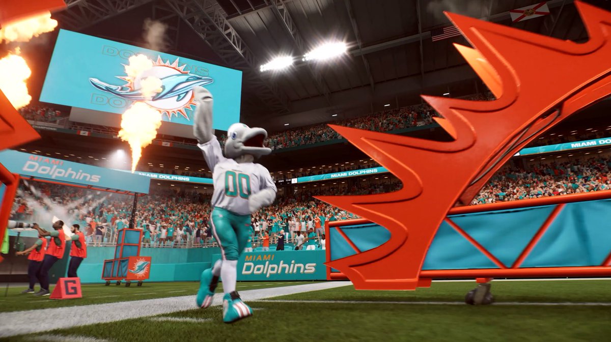 EricRayweather's tweet photo. More presentation updates for Madden 26 include signature team runouts, team mascots reintroduced, custom stadium graphics for teams, 40+ licensed songs for stadium music, field art that matches alt uniforms &amp; more! https://t.co/my5LWessdl
