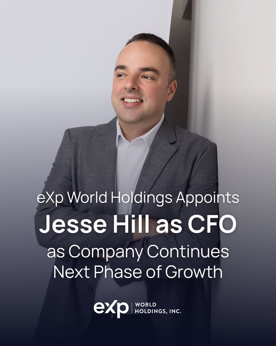 Big news! Jesse Hill is officially our CFO at eXp World Holdings!

From interim to all-in, Jesse’s proven leadership and global growth mindset are guiding us into our next chapter.

He’s already made waves. Now he’s leading the charge.

#eXpProud #EXPI #WhereTheProsGoToGrow