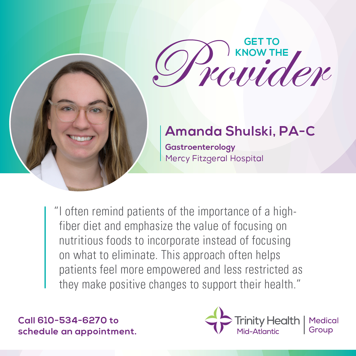 Inspired by a loved one’s journey, Amanda Shulski, PA-C, found her calling in gastroenterology. From managing chronic conditions to championing preventive care, she is passionate about empowering patients through every stage of their GI health. Read more: trinityhealthma.org/newsroom/blog-…