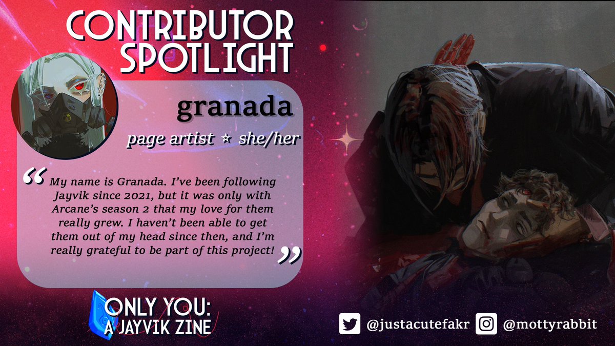 onlyyoujayvik's tweet image. ⚙️ CONTRIBUTOR SPOTLIGHT ⚙️
Meet @justacutefakr, one of our page artists!
Granada's art style is a combination of high fashion and 90s grudge with a gorgeous mix of color and texture bringing each piece to life. We are ecstatic to see what they create!