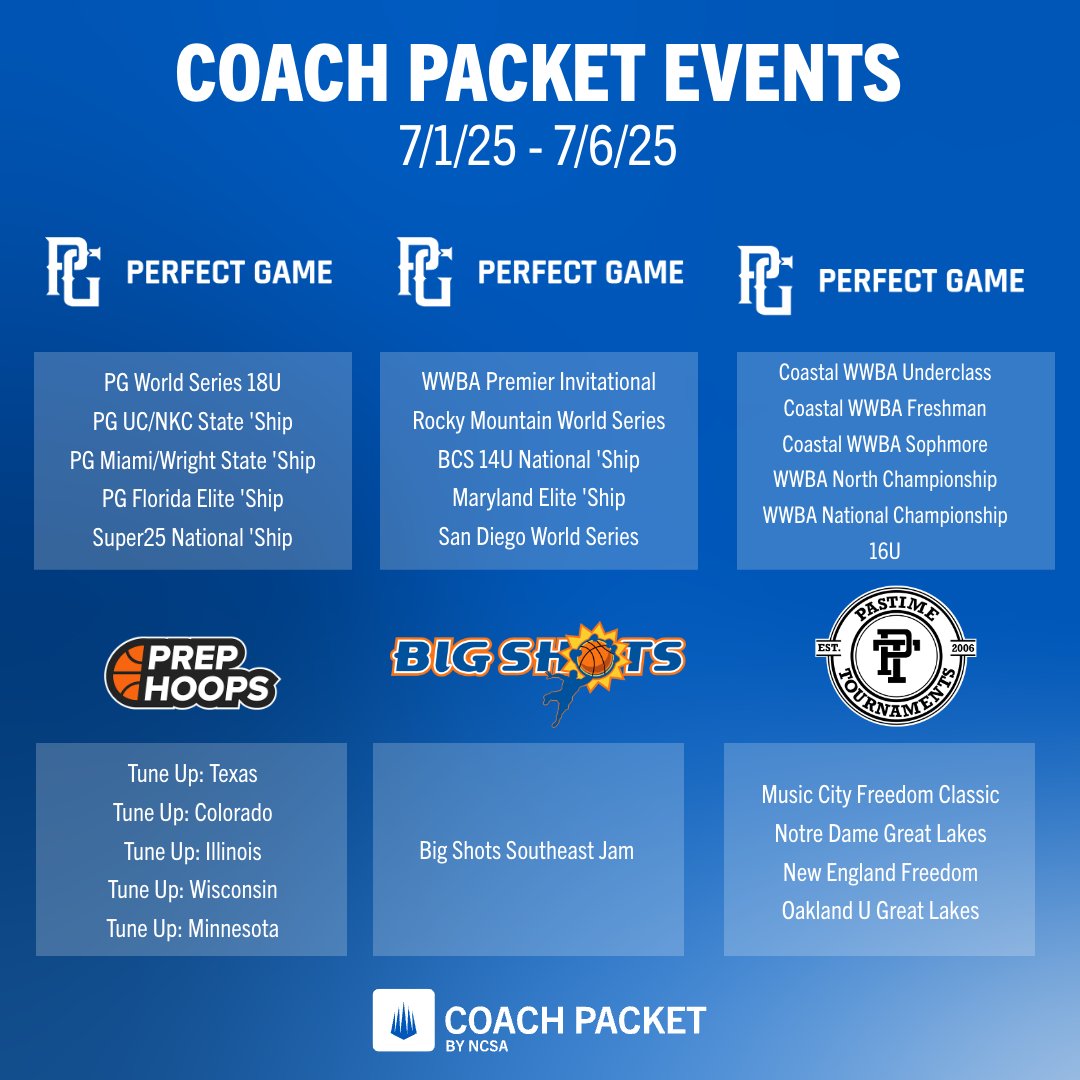 CoachPacket's tweet photo. Just because it's a holiday week doesn't mean recruiting slows down! With 50+ events this weekend, be sure to have Coach Packet downloaded for free access to athlete data!
#CoachPacket #RecruitSmarter https://t.co/tO3VkgmHDE