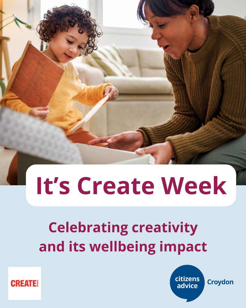 CroydonCAB's tweet image. Did you know its #CreateWeek?🎨 

Creativity has shown to have a positive impact on a person&apos;s wellbeing.

Follow @createcharity to learn more about activities for the week.

Simply Connect Croydon has a list of local creative events you can look through
buff.ly/P7OkfOK